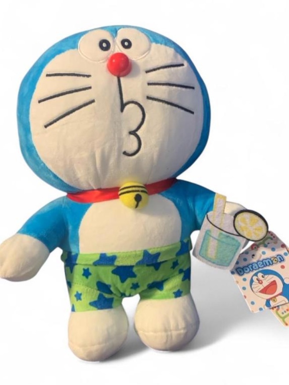 Doraemon JHWH Plush Doll Blue Cat Green Swim Shorts Drink NWT Anime Japan